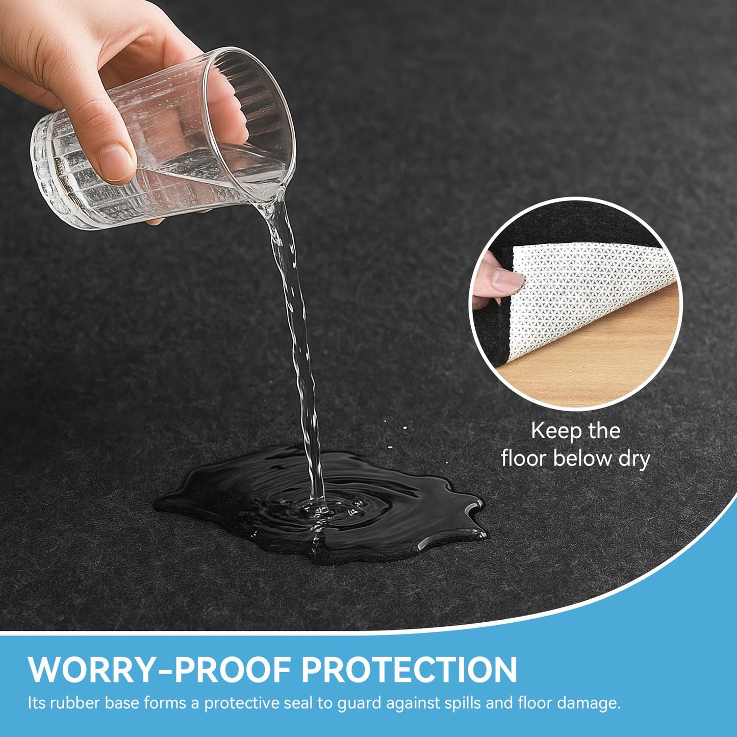 Warmstar 8x10 FT Non Slip Rug Pad,100% Waterproof Felt Rug Pad for Hardwood Floors,1/8” Thick Soft Carpet Pad with Natural Rubber Backing, Secure Grip & Floor Protection