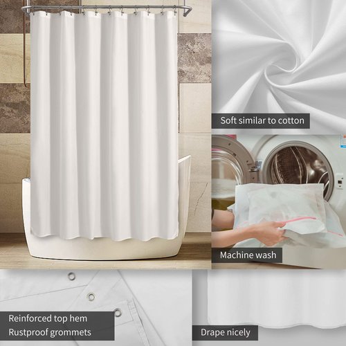 ALYVIA SPRING Long Fabric Shower Curtain Liner Waterproof - 72" x 80", Soft & Lightweight Long Shower Curtain with Magnets, Machine Washable - 72x80, White