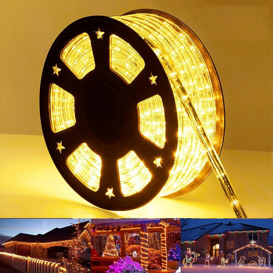 Skiennix 100ft LED Rope Lights - Waterproof, Flexible Tube Lighting with 8 Modes | Warm White for Indoor & Outdoor Use