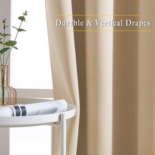 NICETOWN Biscotti Beige Curtains 84 inch Length 2 Panels, Grommet Thermal Insulated Window Treatments Light & Sound Reducing Drapes for Living Room/Bedroom, W46 x L84