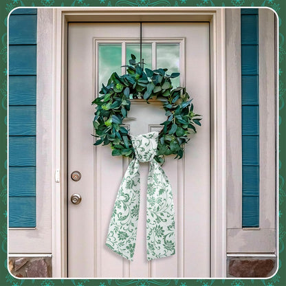 VitalCozy Wreath Sash - 2 Pcs Garland Ribbon Accessories for Indoor/Outdoor Decor | 4.5" W x 56" L (Green)