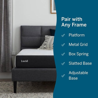 Lucid 8 Inch Memory Foam Mattress - Medium Firm - Bamboo Charcoal & Cooling Gel - Twin Size