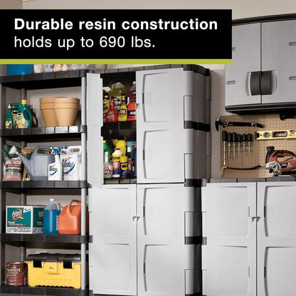 Rubbermaid Freestanding Storage Cabinet - Lockable Five-Shelf Design | 690-Pound Capacity, Gray