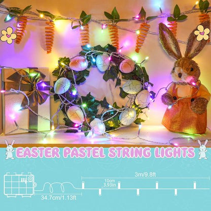 Cshare Easter String Lights - Battery Operated 30 LED Fairy Lights | 9.8ft Pastel Decor with Timer for Indoor & Outdoor Parties