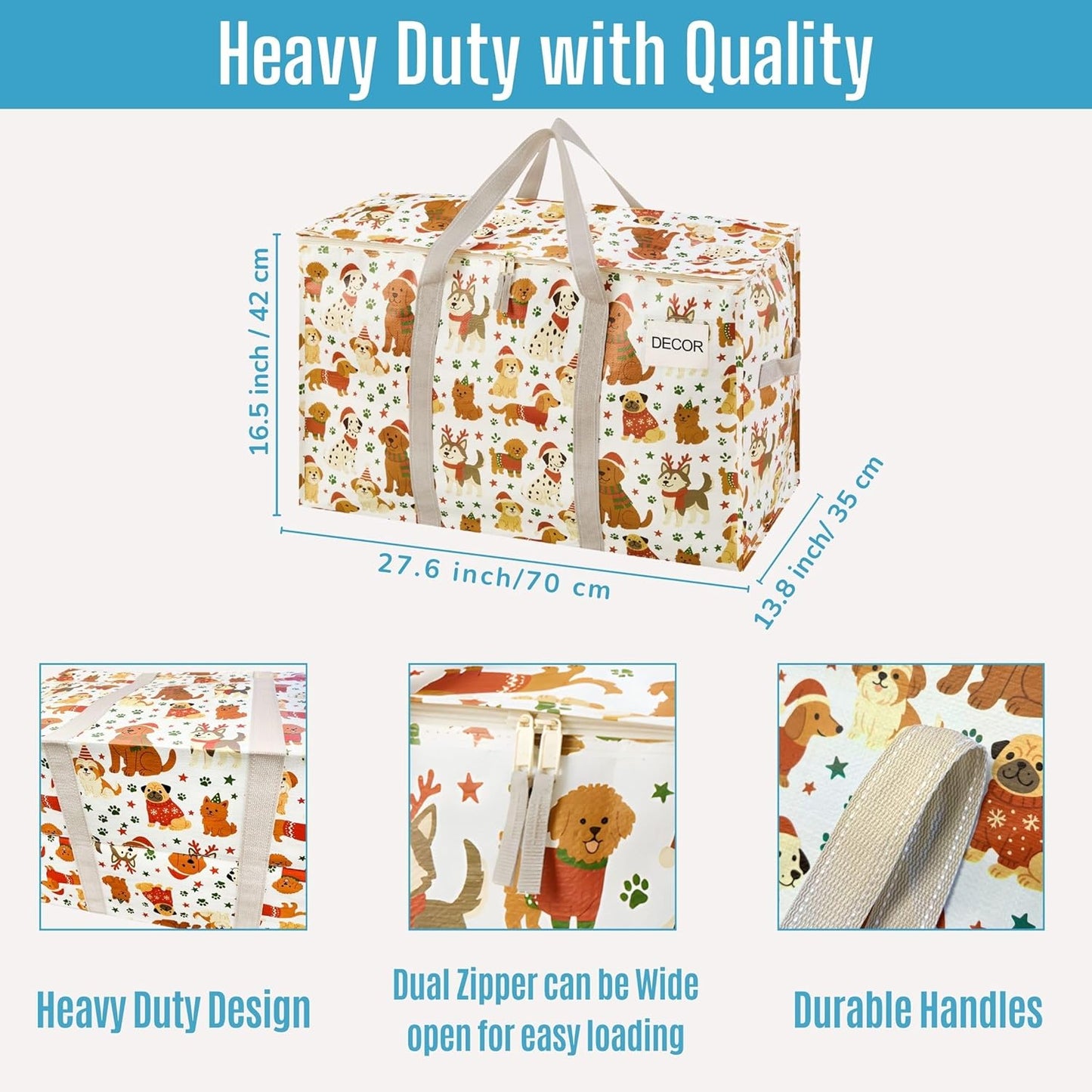 VENO Extra Large Heavy Duty Moving Bags - 2 Pack with Reinforced Handles & Strong Zippers | Foldable & Reusable Storage Solution for Clothes & Dorms