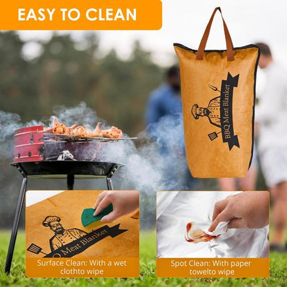 JJFYOSF BBQ Blanket for Resting Meat, Reusable Smoker Grilling Meat Insulated Resting Bag, Wide Mouth for Large Brisket/Beef/Pork Shoulders/Turkeys (21 inch + 15 inch)