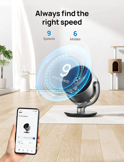 Dreo 16 Inch Quiet Smart Fan - 25dB DC Oscillating Fan with Remote | 6 Modes, 9 Speeds, Silver