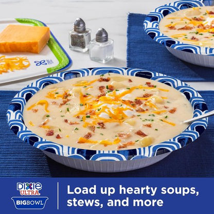 Dixie Ultra Extra Large Paper Bowls - 34 oz, Compostable & Microwave Safe | Ideal for Heavy Meals & Soups