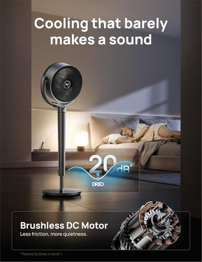 Dreo Smart Fan - 110ft Quiet Pedestal Fan with 150° Omni-Directional Oscillation | 9 Speeds, 43" Height, Smart Control