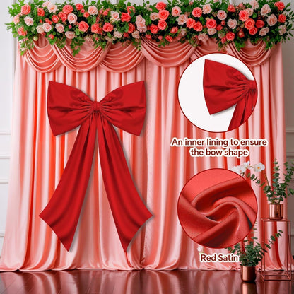 Red Bow Decor | 2 Pack Large & Small Coquette Room Backdrop - Perfect for Valentine's Day & Weddings