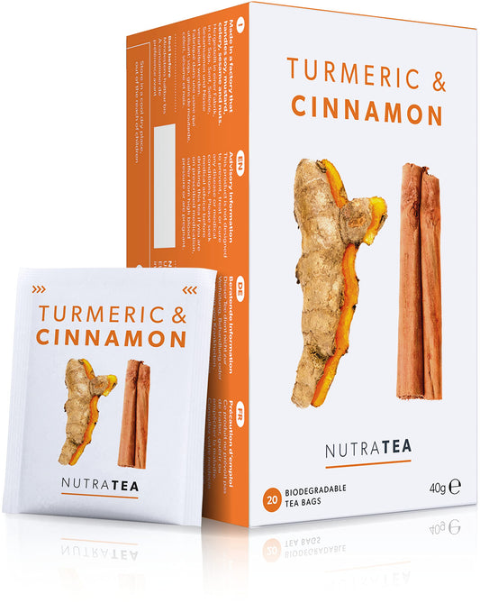 Nutra Tea - Turmeric & Cinnamon Tea - 40 Tea Bags - Herbal Tea - (2 Pack)