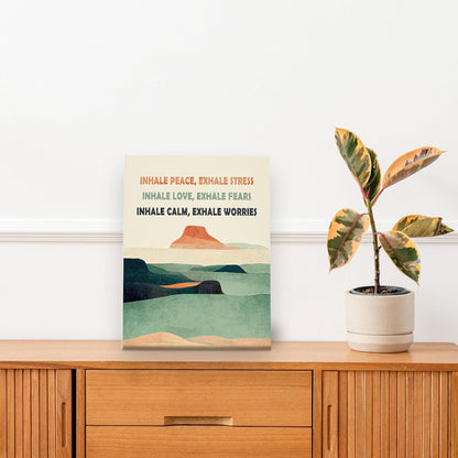 Pugwak Mental Health Wall Art - Inhale Exhale Canvas Print for Calming Therapy Room | 11x14 Inch