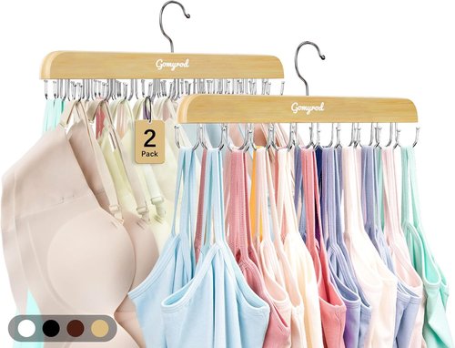 Gomyrod Bra Hanger - Space-Saving 2-Pack with 20 Hooks | Holds 40 Bras, 360° Rotating Design