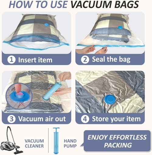 Cozy Essential Vacuum Storage Bags - 80% Compression Space Saver for Clothes & Bedding | 4 XXL Jumbo Bags