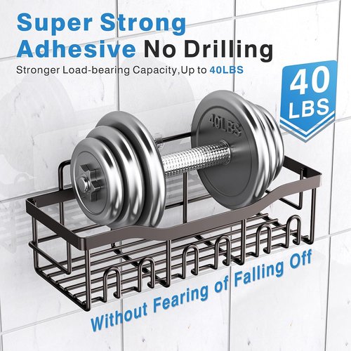 EUDELE Shower Caddy - 2 Pack Adhesive Bathroom Organizer | No Drilling, Rustproof Stainless Steel, Large Capacity