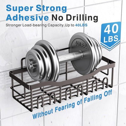 EUDELE Shower Caddy - 2 Pack Adhesive Bathroom Organizer | No Drilling, Rustproof Stainless Steel, Large Capacity