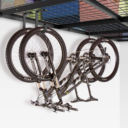 FLEXIMOUNTS Storage Flat Hooks - 4 Pack Garage Ceiling Rack Accessories | Max 50lbs Capacity, Black