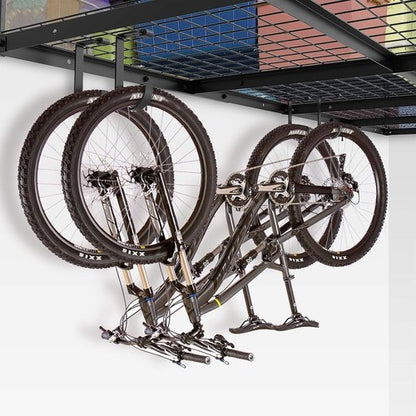 FLEXIMOUNTS Storage Flat Hooks - 4 Pack Garage Ceiling Rack Accessories | Max 50lbs Capacity, Black