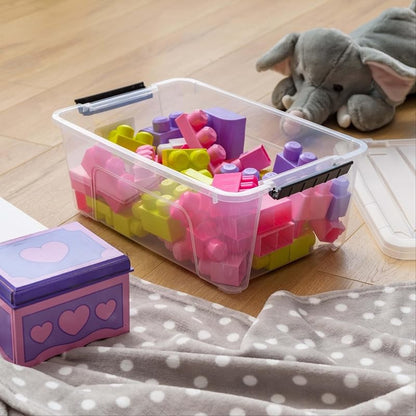 6-Pack 13.5 Qt Stackable Storage Bins with Secure Latching Lids - Lightweight Multipurpose Organizers (Variation: 6+13.5qt)