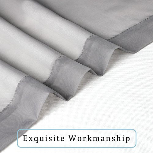 OWENIE Sheer Curtains Grey 45 Inches Long, Light Filtering Tiers for Kitchen, Basement, Bedroom, Short Panels Rod Pocket 2 Panels, Cafe Small Window, 42" W x 45" L