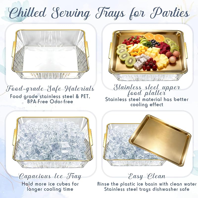 4-Set Chilled Serving Tray for Christmas Parties - 11.81" Gold (Variation: Gold+4+11.81")