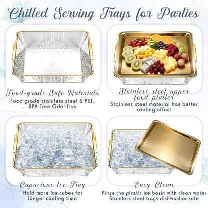4-Set Chilled Serving Tray for Christmas Parties - 11.81" Gold (Variation: Gold+4+11.81")