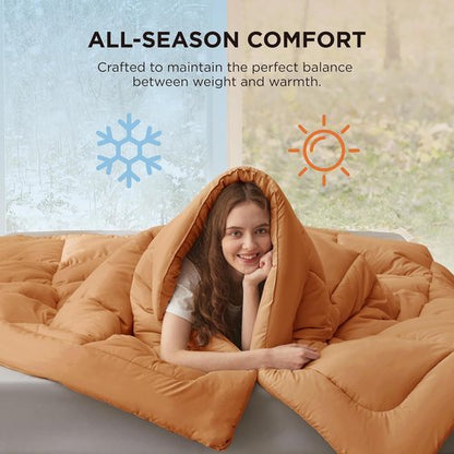 Bedsure Comforter Duvet Insert - All-Season Twin XL Quilted Down Alternative Bedding, Burnt Orange, 92 x 68 Inches
