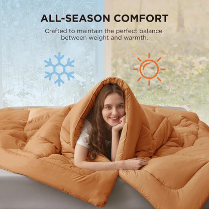 Bedsure Comforter Duvet Insert - All-Season Quilted Full Size Bedding, GentleSoft Down Alternative, Burnt Orange 86 x 82 Inches