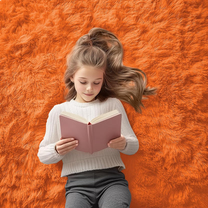 OLANLY Runner Rugs - Soft, Machine Washable Shaggy Design for Hallway & Bedroom | Orange 2x4 ft