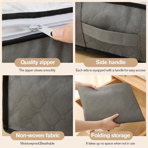 90L Foldable Under Bed Storage Containers by [Brand Name] - Grey Closet Organizers for Blankets, Clothing & More