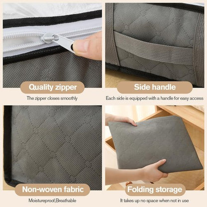 90L Foldable Under Bed Storage Containers by [Brand Name] - Grey Closet Organizers for Blankets, Clothing & More