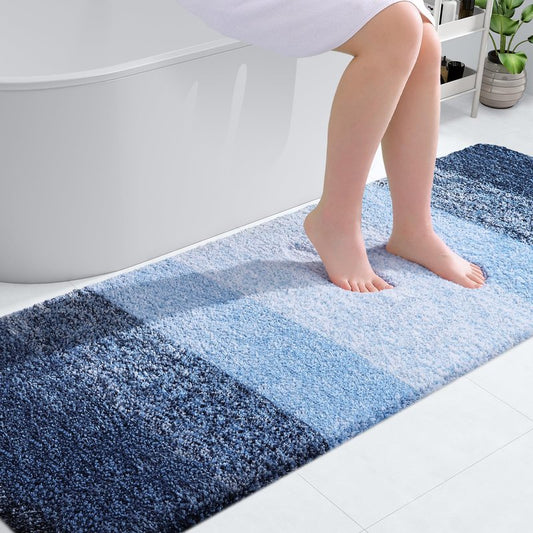 OLANLY Bathroom Runner Rugs Mat 70x24, Extra Soft Absorbent Microfiber Bath Rugs, Rubber Backing, Quick Dry, Washable Long Bath Mats for Bathroom Floor, Tub and Shower, Home Decor Accessories, Navy