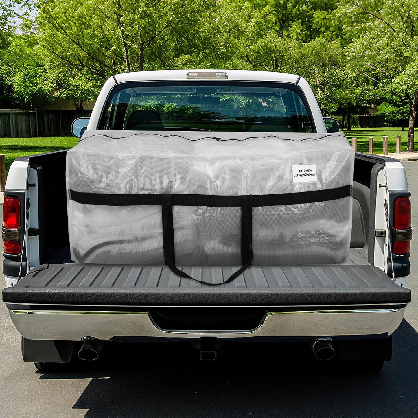 Skiennix 96 Gallon Extra Large Moving Bags - Heavy Duty Storage Tote with Strong Zipper Handle | Clear, Foldable Design
