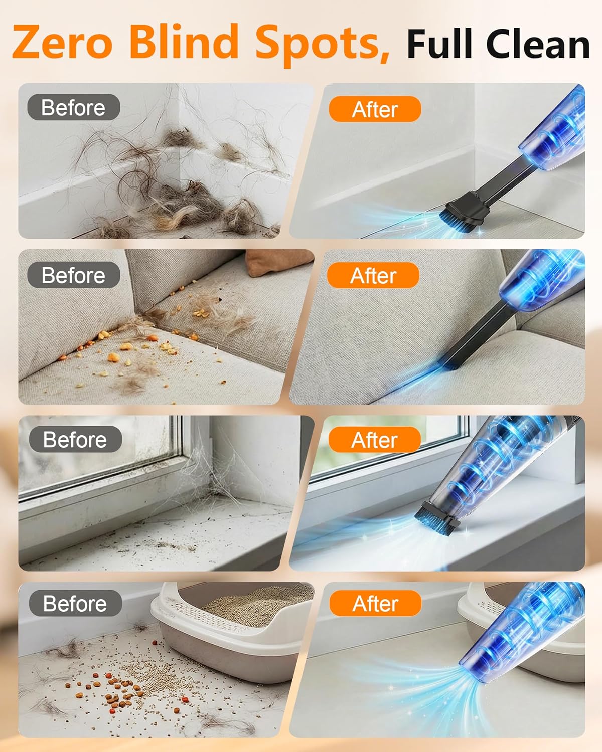 PowerSpeed CleanView Portable Handheld Vacuum - 16000Pa Suction Power | 1000mL Dust Cup & LED Light