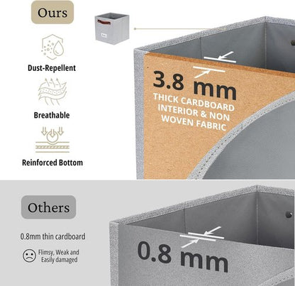 DECOMOMO Storage Bins - Fabric Cube Storage Bins with Labels | 11" Light Texture Grey (6pcs)