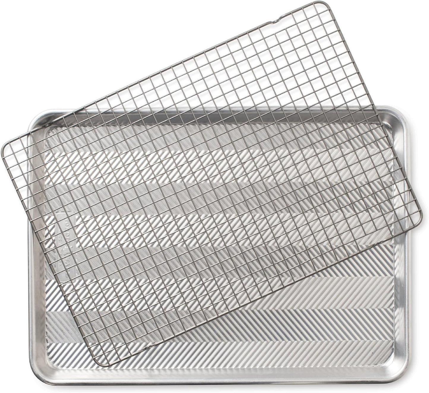 Nordic Ware Half Sheet Pan - Oven Safe Grid Design for Even Baking | Natural Finish