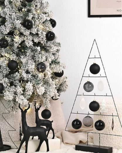 DN DECONATION Black Glass Christmas Ornaments - 3.15” Hanging Baubles for Gothic Tree Decor | Set of 9
