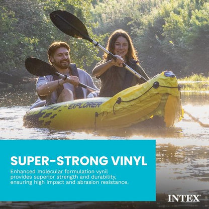 Intex Explorer K2 Inflatable Kayak Set - 2-Person with Adjustable Seats & Deluxe Oars | 400lb Capacity