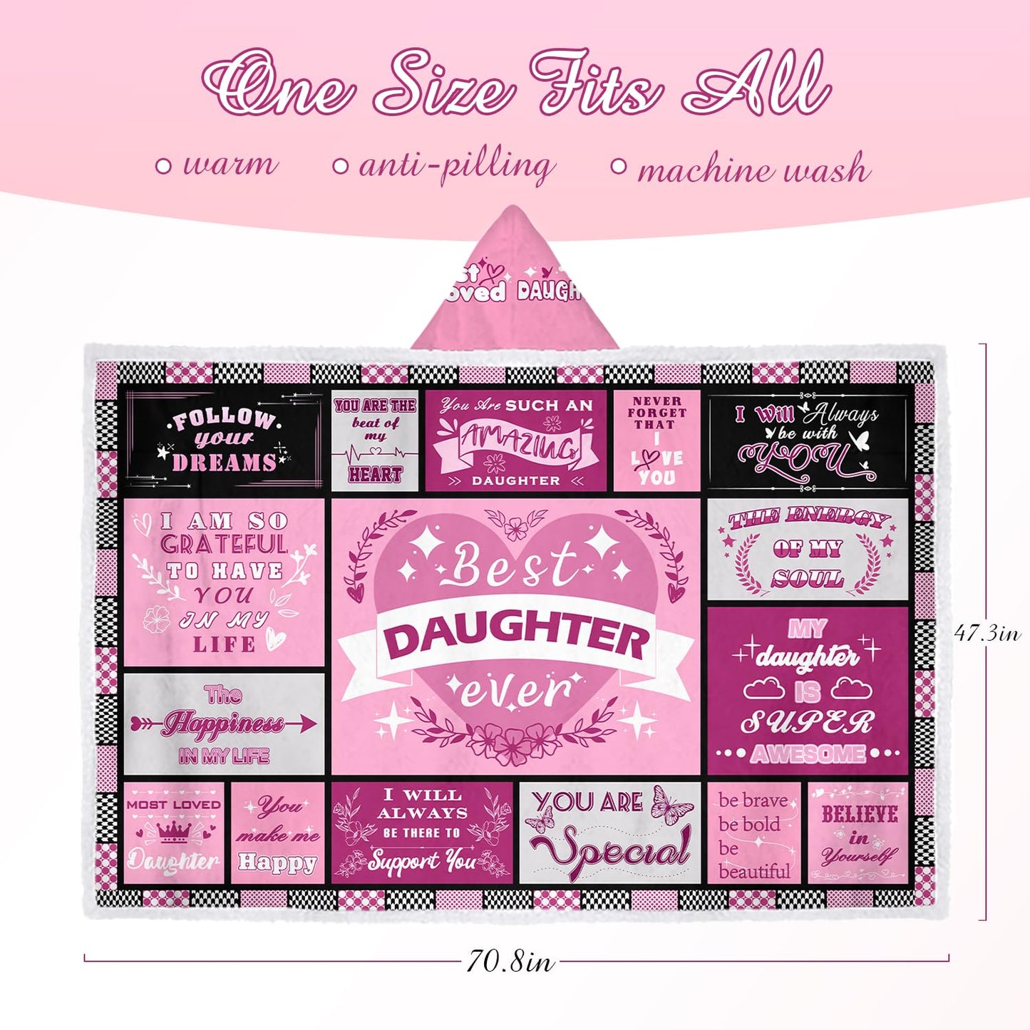 Mother's Day Soft Wearable Blanket Gifts for Daughter who are First Time Mom, Best Daughter Ever Gifts, Throw Blankets Presents for Birthday, Christmas, Daughter Gifts from Mon Dad Parents