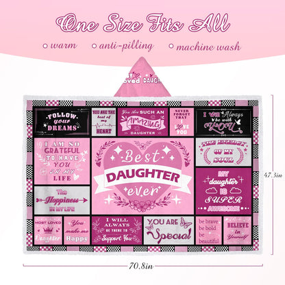 Mother's Day Soft Wearable Blanket Gifts for Daughter who are First Time Mom, Best Daughter Ever Gifts, Throw Blankets Presents for Birthday, Christmas, Daughter Gifts from Mon Dad Parents