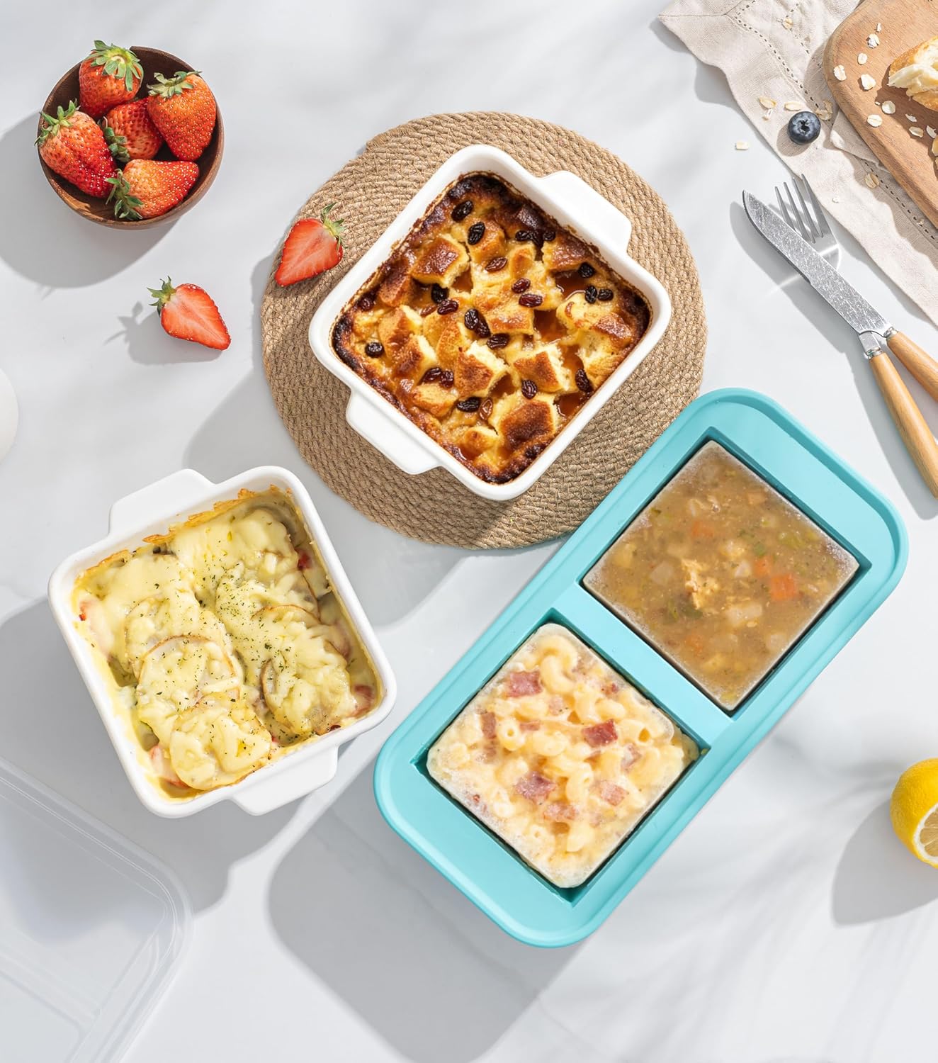Regine Switzerland 5x5 Small Baking Dish - 28 Oz Ceramic Casserole Dish with Handles | Set of 2, Oven & Microwave Safe