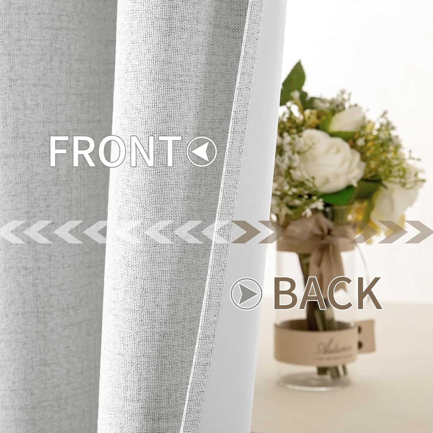 MIULEE 90-Inch Linen Textured Blackout Curtains - Thermal Insulated Heathered White Drapes | Luxury Room Darkening for Bedroom & Living Room (2 Panels)