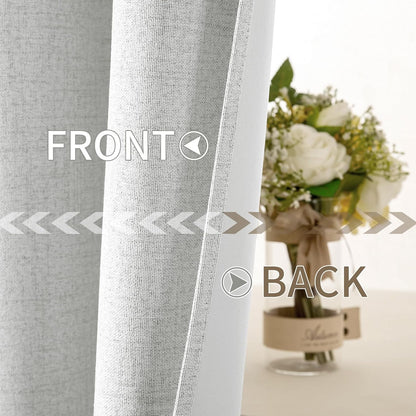MIULEE 90-Inch Linen Textured Blackout Curtains - Thermal Insulated Heathered White Drapes | Luxury Room Darkening for Bedroom & Living Room (2 Panels)