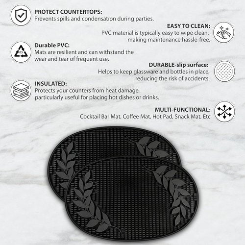 BREKX Set of 2 Bar Mats (18x12 Inches) | Drying Mats for Kitchen/Mimosa Bar Supplies/Home Cocktail Bar Supplies/Insulated Spill Mats for Bars/Non-Toxic