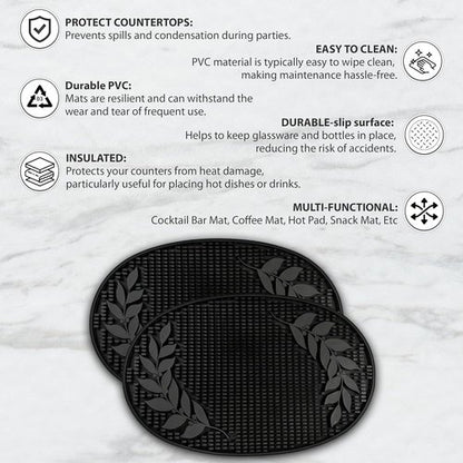 BREKX Set of 2 Bar Mats (18x12 Inches) | Drying Mats for Kitchen/Mimosa Bar Supplies/Home Cocktail Bar Supplies/Insulated Spill Mats for Bars/Non-Toxic