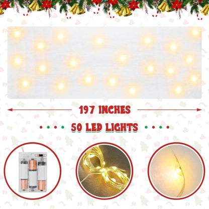 QZYL Christmas Snow Blanket Roll with Lights - 1.5 x 6FT White for Festive Decorations