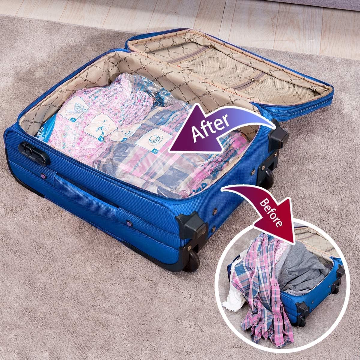 MEIQIHOME Vacuum Storage Bags - Space Saver Sealer for Clothing, Pillows & Bedding | 8 Large Bags