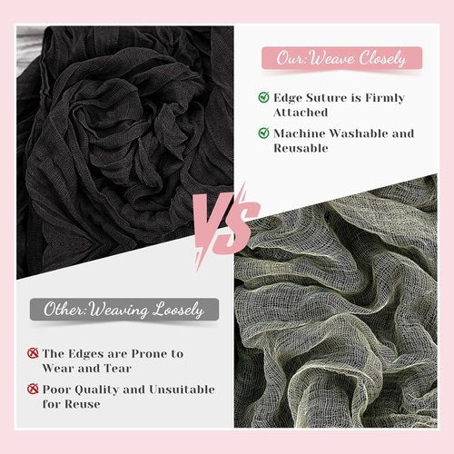 Black Table Runner - 10 Ft Rustic Cheesecloth for Halloween, Weddings & Parties | Perfect for Bridal Showers