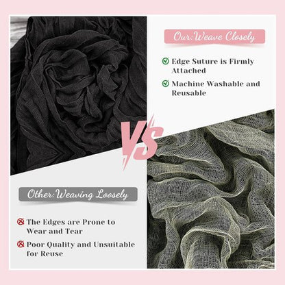 Black Table Runner - 10 Ft Rustic Cheesecloth for Halloween, Weddings & Parties | Perfect for Bridal Showers