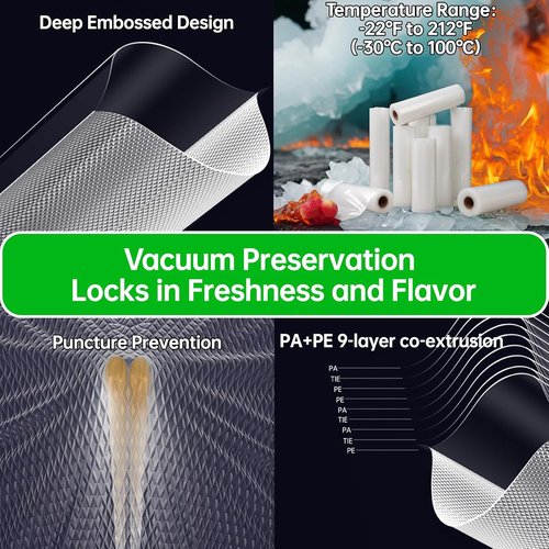 L'ELEF MISTICO Vacuum Sealer Bags - BPA-Free Food Saver Rolls (11'' x 20') for Sous Vide & Meal Prep